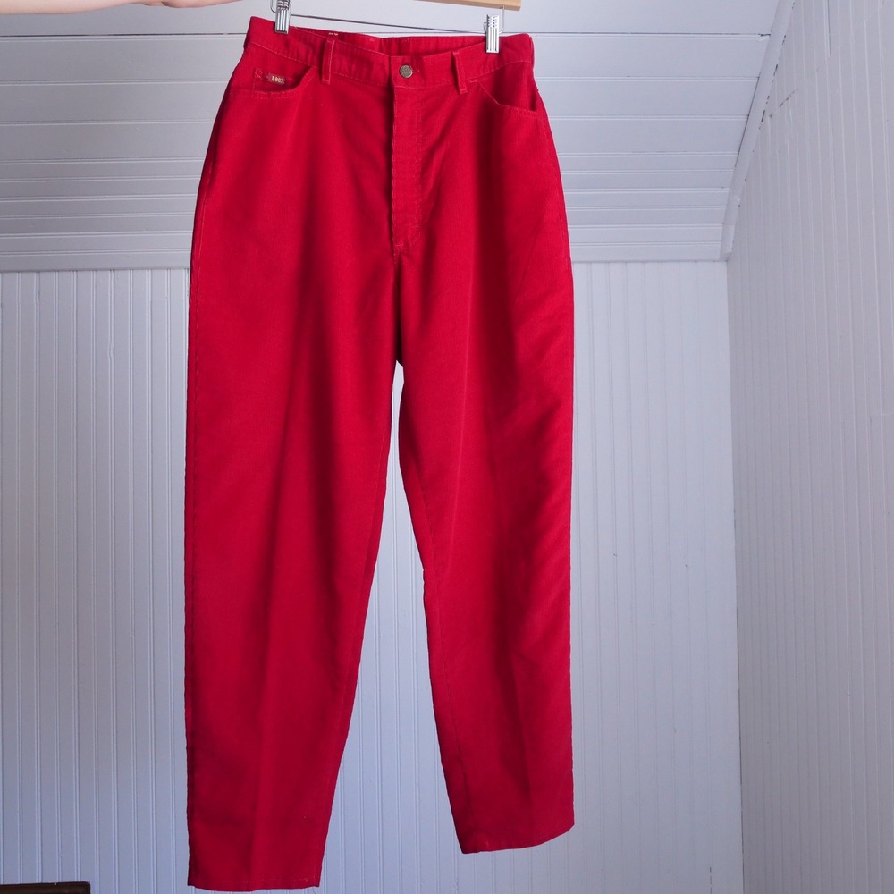 Vintage 80s union made Lee red corduroy high waisted slacks